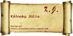 Kálnoky Júlia névjegykártya