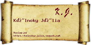 Kálnoky Júlia névjegykártya